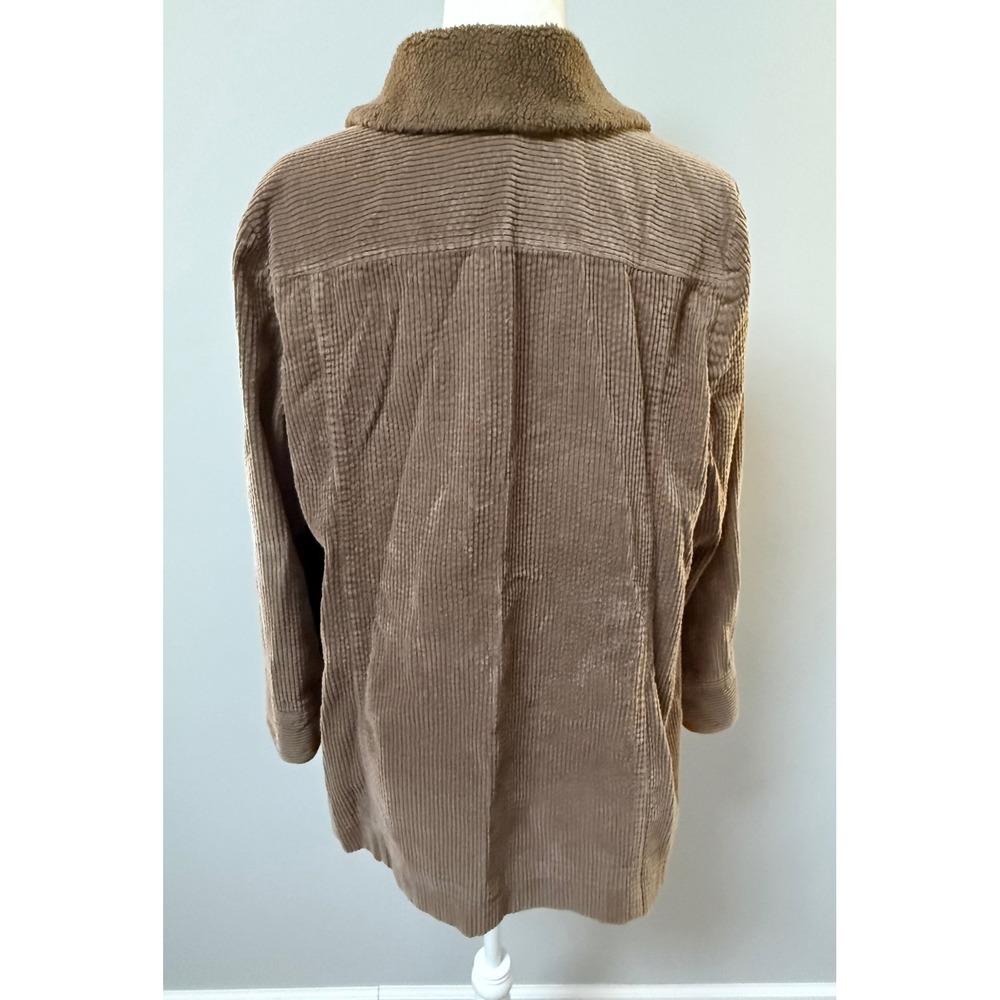 J. Jill Heritage Tumbled Cord Coat Tan Brown Corduroy Sherpa Lined Size‎ Large P - Picture 6 of 12